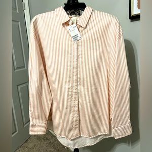 NWT- H&M Stripe Pink/White Long Sleeve Shirt.